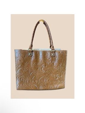 Patricia Nash Tan Embossed Leather Tote 2 Pieces